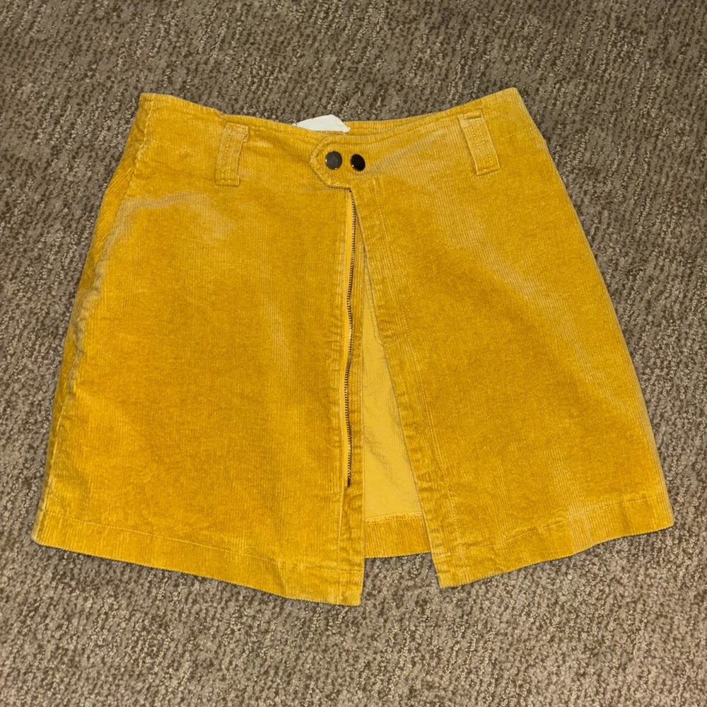 American threads yellow corduroy skirt